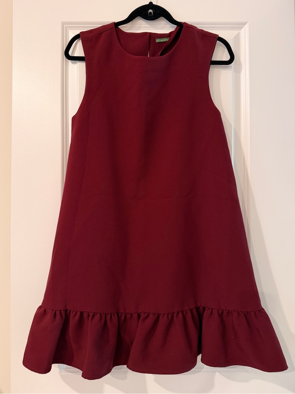The Letter Burgundy Sleeveless Ruffle-Hem Dress